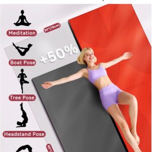 HAPBEAR Extra Large Yoga Mat (84”×30”) – 1/3” Thick Double-Sided PVC Non-Slip Exercise Mat with High Rebound Cushioning, Dual-Side Usable for Home Gym, Yoga, Pilates & Workouts -Orange