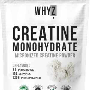 Creatine Monohydrate Powder, 525g, Micronized & Unflavored, Creatine Supplement for Men & Women, Muscle Support, Strength & Recovery, 105 Servings