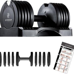 BYZOOM FITNESS Pure Series Adjustable Dumbbell – 12.5/25/27.5/75lb Single Unit OR Set of 2 – 5-in-1/ 10-in-1 / 21-in-1 Flexible Hand Weights for Home Gym, Strength Training & Fitness Workouts, White OR Black