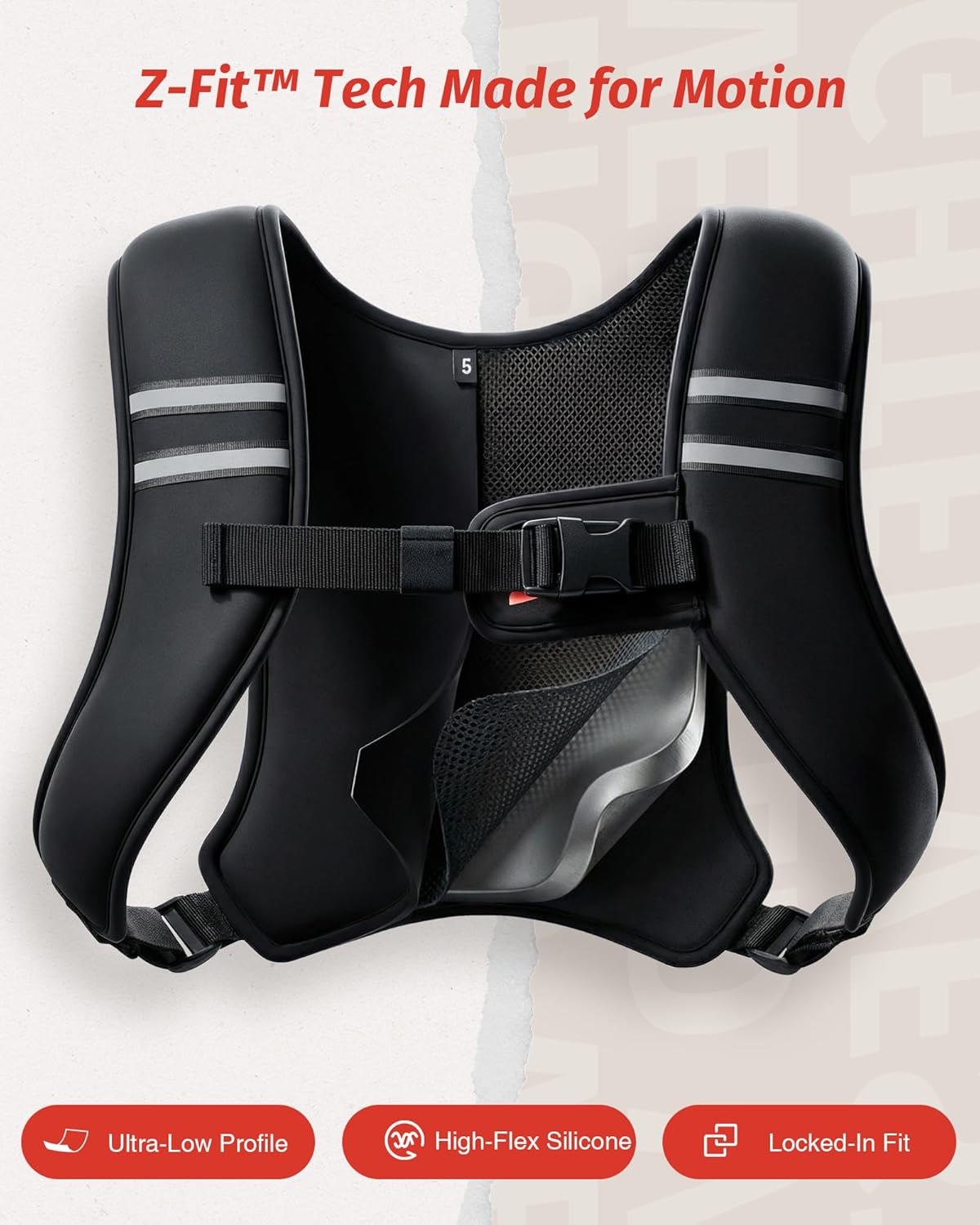 ZELUS Weighted Vest, Washable Z-Fit Soft Iron Weighted Vest for Women and Men, 5/10/15 lb Weight Vest with Reflective Strips & Adjustable Straps, Ultra Thin Weight Vest for Gym Strength Training - Image 3