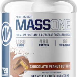 NutraOne Massone Mass Gainer Protein Powder Gain Mass Protein Meal Replacement (Chocolate Peanut Butter – 7 lbs.)