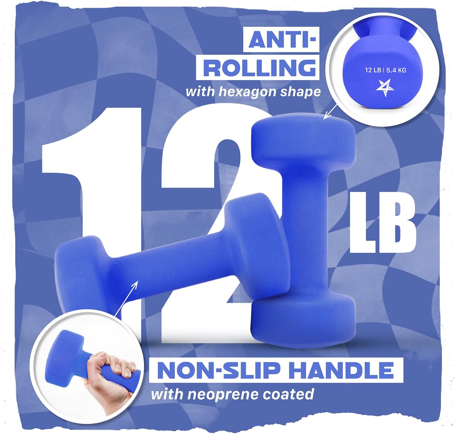 Yes4All 5 lbs Dumbbells Neoprene with Non Slip Grip – Great for Total Body Workout – Total Weight: 10 lbs (Set of 2) - Image 3