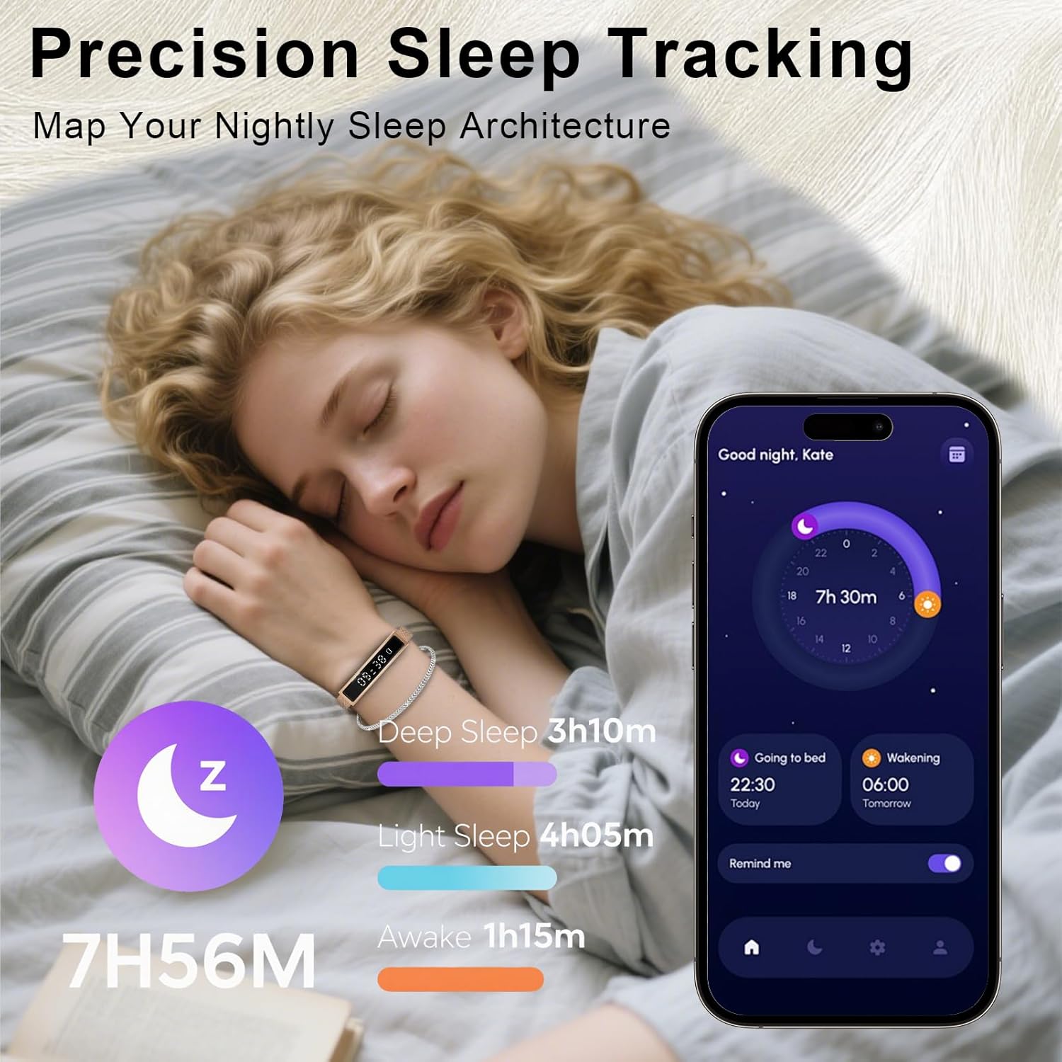 Smartwatch for Women Men, Ultralight Smart Bracelet with Heart Rate/Blood Oxygen/Sleep Monitor/Pedometer,12 Sports Activity Fitness Tracker, Smart Watch for Android iPhone,2 Bands, Rosegold - Image 5