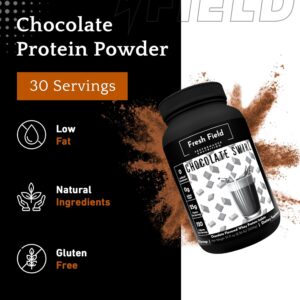 Fresh Field Chocolate Protein Powder – 25g Whey Protein Isolate, Gluten-Free & Soy-Free, Sugar-Free, 30 Servings – Natural Whey Protein Powder for Workout Fitness & Nutrition Shakes – 2.36 lb