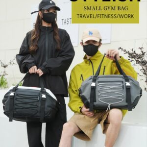 Small Gym Bag with Yoga Mat Holder, Waterproof Duffle Bag 3-Way Sports Travel Tote Bags for Women & Men, Weekender Overnight Hospital Bag Wet Pocket Crossbody White