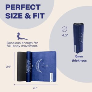 Yoga Mat With Strap 5mm Non Slip Suede & TPE – Eco-Friendly Fitness & Exercise Mat for Home Gym, Pilates, Hot Yoga, and Meditation – Lightweight Durable 72 x 24 inch Workout Mat for Women, Men