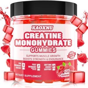 Creatine Monohydrate Gummies for Men & Women 120 CT – 5000mg of Creatine Monohydrate per Serving – Sugar Free Chewable Creatine for Muscle Strength, Muscle Builder, Energy Boost (Raspberry Flavor)