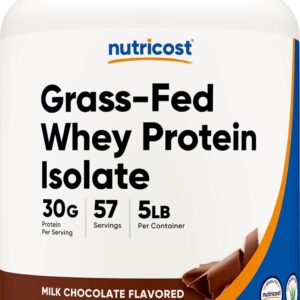 Nutricost Grass-Fed Whey Protein Isolate (Chocolate) 5LBS – Non-GMO, Gluten Free, Natural Flavors