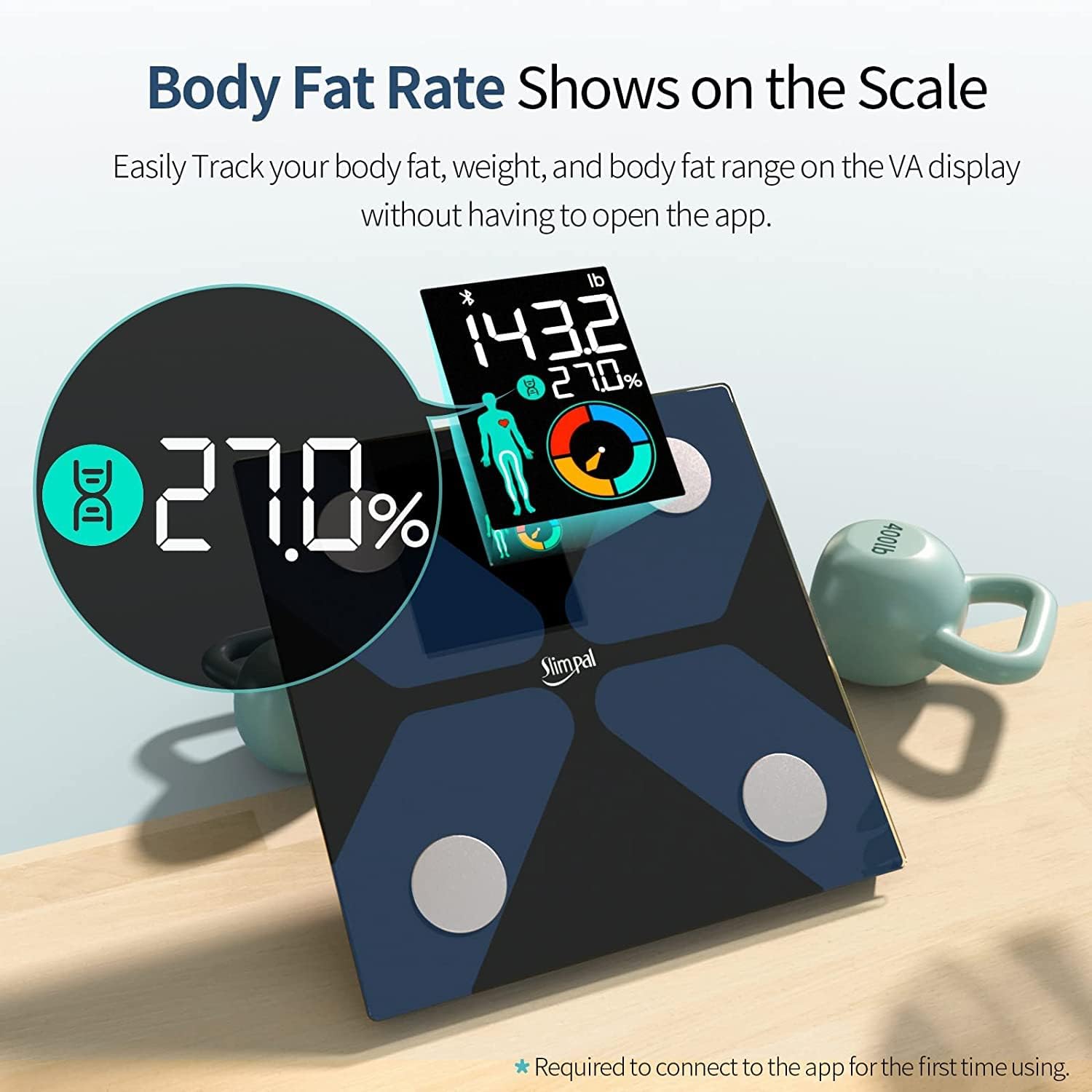 Slimpal Body Fat Measuring Tape and Smart Scale for Body Weight and Fat with APP Digital Bathroom Scale for Weight Loss, Body Composition and Circumference Analyzer - Image 3