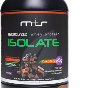 M+S 100% Hydrolyzed Whey Protein Isolate Powder, Low Carb – 25 g Protein, 0g Sugar, Stevia Sweetened (Chocolate, 2.05 Lb).
