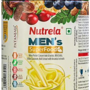 Nutrela Men’s Superfood Whey Protein Powder, Vanilla Flavor, 400g, with Ashwagandha, Vitamin D, Calcium, B-Vitamins, Zinc, Vitamin C, Digestive Enzymes, Shatavari, Safed Musli, Gokshura, Brahmi