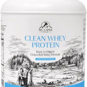 Mt. Capra Clean Whey Protein | Grass-Fed Undenatured Goat Whey Protein Powder | 24 g Protein Per Serving, All Natural, Non-GMO, High in Branch Chain Amino Acids | Unsweetened | 15 Servings – 16 oz