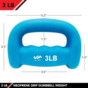 JFIT Neoprene D Grip Dumbbells – Single Weights 1LB-5LB – Premium Non-Slip, Hand Weights, Ergonomic Design