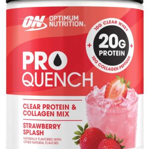 Optimum Nutrition Pro Quench, 10g Clear Protein, 10g Collagen peptides & Electrolyte Powder Drink Mix, Strawberry, 20 Servings, 520 Grams (Packaging May Vary)