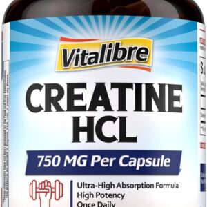 Creatine HCl Capsule, 750mg High Absorption Creatine Hydrochloride, Endurance, Strength, Fast Absorbing, No Load, No Bloat, Monohydrate Micronized Alternative, Once Daily, 90 Capsules