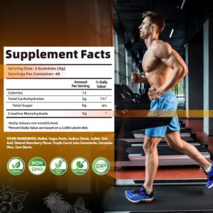 Nutravita NSF Certified Creatine Gummy – Creatine Monohydrate Gummies for Men & Women-5g of Creatine Monohydrate per Serving – Sugar Free,Vegan,Blueberry Pineapple Flavor, 120 Count