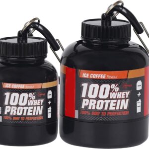 Protein Powder and Supplement Funnel Keychain – Protein Powder Container with Durable Key-Chain Portable to-Go Container for The Gym, Workouts, Fitness, and Travel Big & Small 2pcs