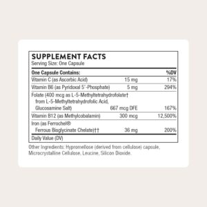 THORNE – Advanced Iron Complex (Formerly Ferrasorb) – Complete Blood Support Formula* – Elemental Iron, Folate, B and C Vitamins for Optimal Absorption – Gluten, Dairy & Soy-Free – 60 Servings