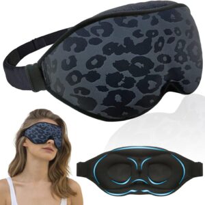 2023 Fashion Sleep Mask, Sleeping Mask for Women, 100% Blackout Eye Mask, Soft Covering Strong Light, Suitable for Travel/Yoga/Nap (Leopard Print)