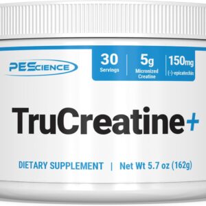 PEScience TruCreatine+ Creatine Monohydrate Powder Plus Epicatechin, Micronized Creapure Creatine for Women & Men, Supports Muscle Growth, Strength & Recovery, Cognition, 30 Servings, Unflavored