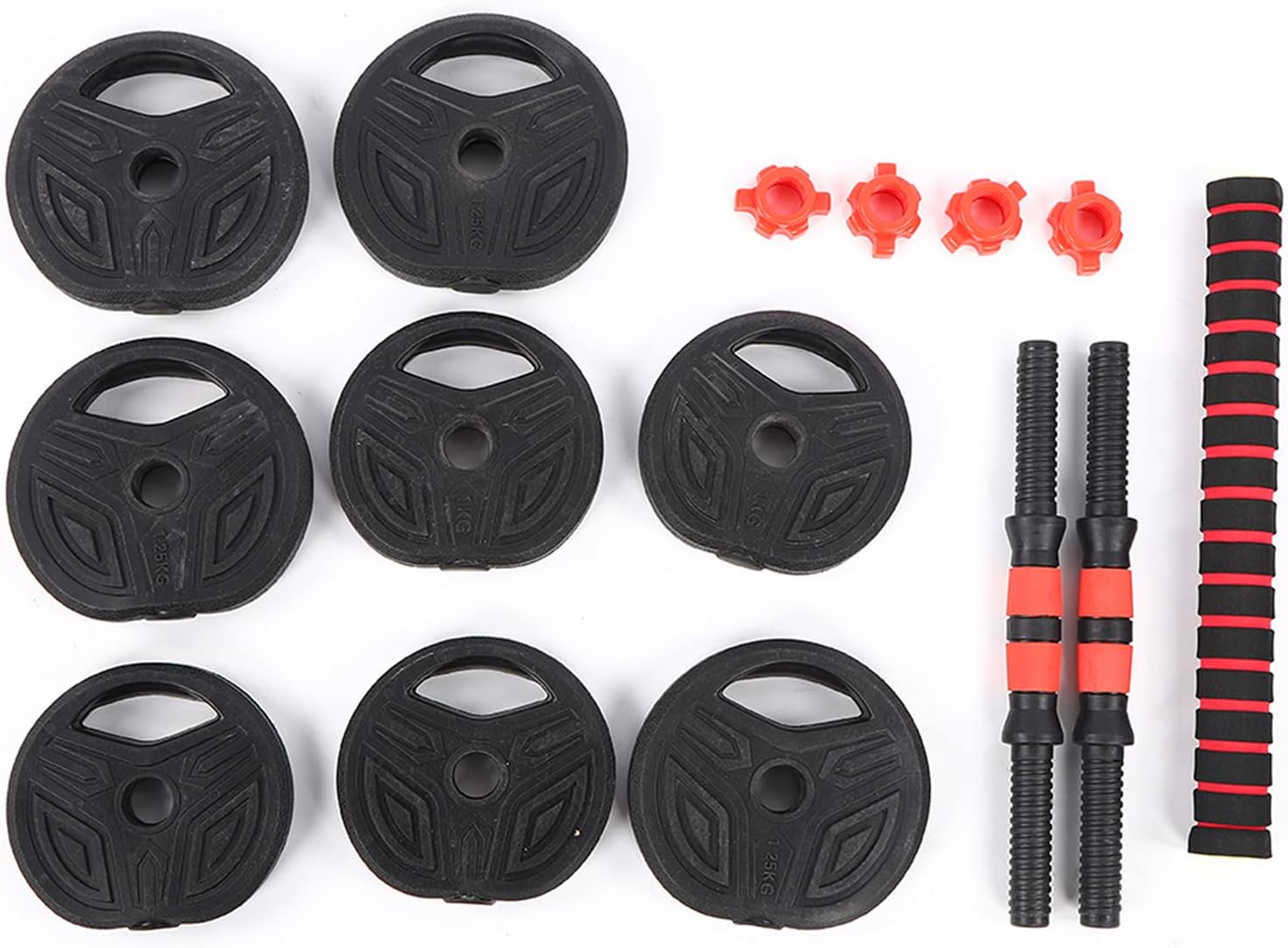 ZJchao Roundness Dumbbell Set Adjustable Coated Cement Filled Weight Plates with Non Slip Connection Rod for Home Gym Fitness Workout Steel Rubber Cement Material 10kg 40cm - Image 6