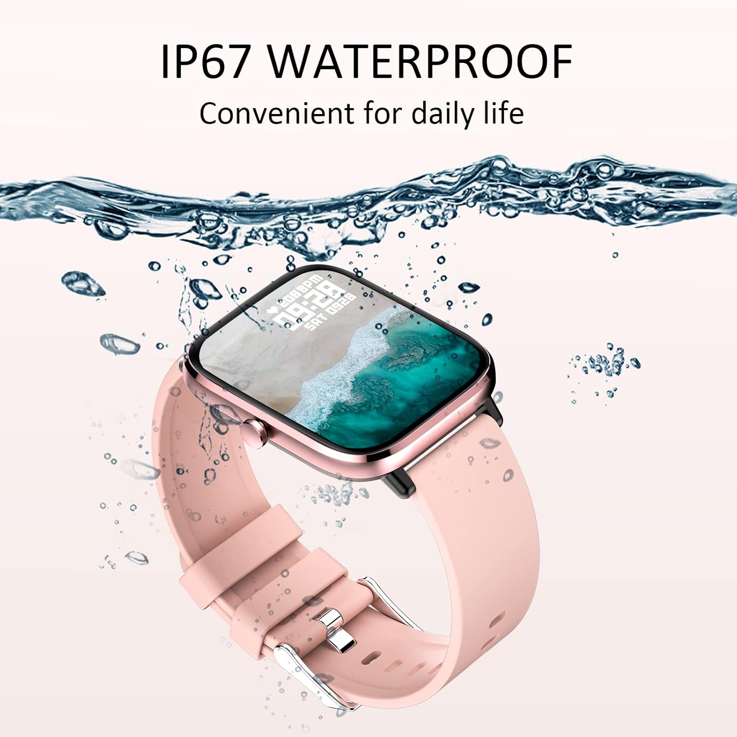Smartwatch for Women - Call, Fitness Tracker, Heart Rate & Sleep Monitor, 1.69" Touch Screen, Waterproof - For Android & iPhone, Pink - Image 6