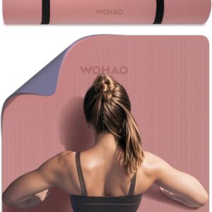 Extra Thick 8mm Yoga Mat, 72″x28″ Non Slip Exercise Mat, Reversible 2-Sided Dual Color Premium POE Material, with Carrying Strap for Yoga, Pilates, Home Gym