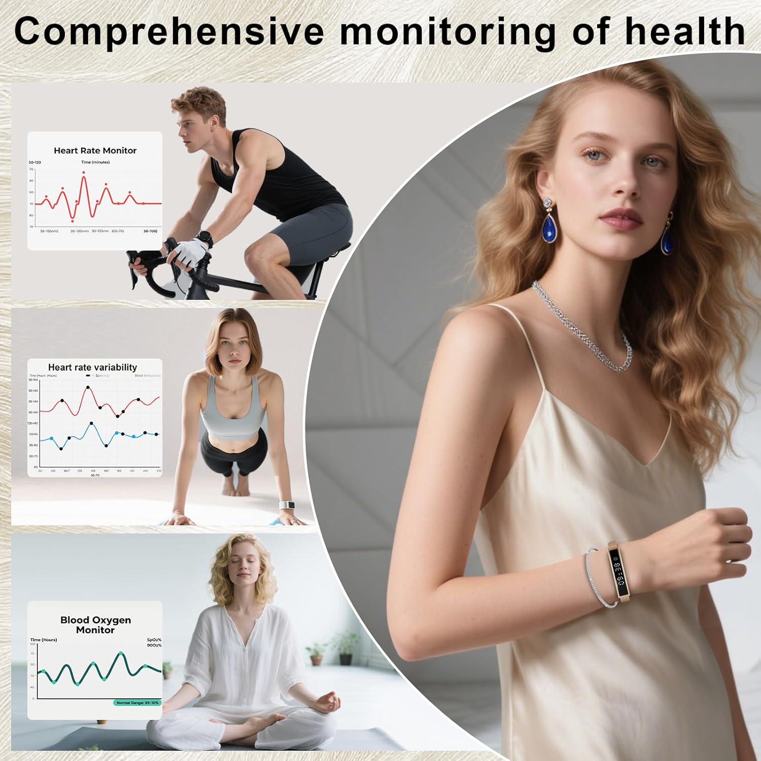 Smartwatch for Women Men, Ultralight Smart Bracelet with Heart Rate/Blood Oxygen/Sleep Monitor/Pedometer,12 Sports Activity Fitness Tracker, Smart Watch for Android iPhone,2 Bands, Rosegold - Image 4