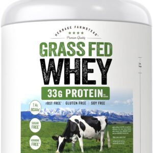 Carlyle Grass Fed Whey Protein Powder | 5lb (80 oz) | 33g of Protein Per Serving | Unflavored | Sugar and Hormone Free | Non-GMO and Gluten Free Supplement | by Herbage Farmstead