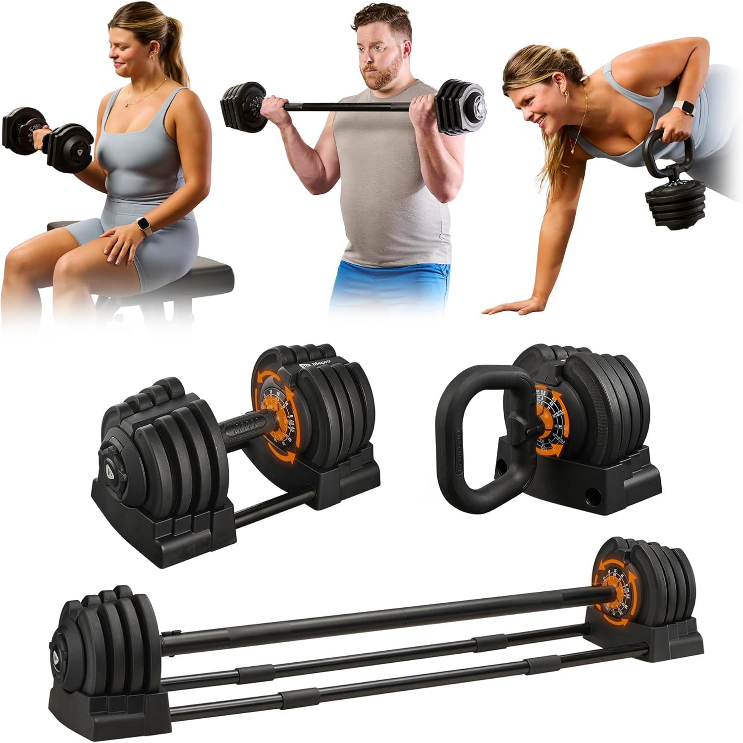 Lifepro Adjustable Dumbbells Set – 15lb, 25lb Pair or 43lb, 55lb & 90lb Single – Quick Adjustment, Anti Slip Handle – Space Saving & Strength Training Weights for Home Gym Exercise & Fitness