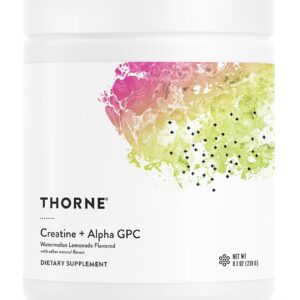 THORNE – Creatine + Alpha GPC – Micronized Creatine Monohydrate Powder – Support for Muscles & Cognitive Function* – for Women & Men – Watermelon Lemonade – NSF Certified for Sport – 30 Servings