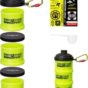 Protein Powder Stackable Container To Go,with Top Cap Funnel for Water Bottle,Twist Lock Portable Supplement Organize Storage Dispenser for Pre/Post Workout,Fitness,Travel,Gym