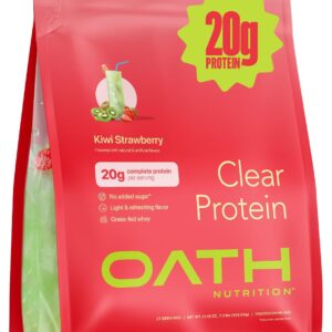 Oath Nutrition Clear Whey Isolate Protein Powder, Kiwi Strawberry, 20g Complete Protein per Serving, No Added Sugar, Grass-Fed, 21 Servings