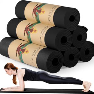 Timgle 6 Pcs 10mm Thick Yoga Mat Bulk, 68 x 24 Inches, Anti-slip Tear-resistant Exercise Mat Adult Kids Gym Mats for Fitness, Stretching, Workout and Studio, Outdoor Yoga, Pilates