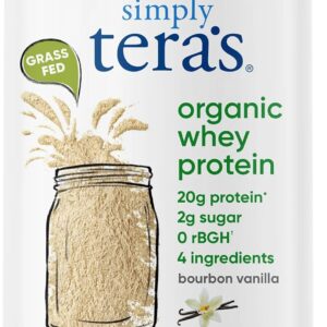simply tera’s Organic Whey Protein Powder – Grass Fed Vanilla Whey Protein Powder, Clean, Made Without Artificial Sweeteners, Non-GMO, Kosher, rBGH-Free, Organic – 12 Oz.