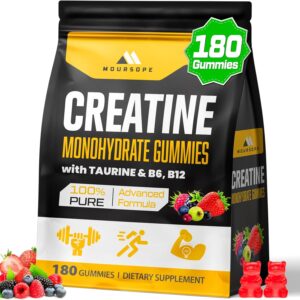(180 Count) Creatine Monohydrate Gummies for Men & Women – Creatine Pre Workout Gummies for Muscle Builder, Muscle Strength, Recovery, Endurance, Energy, Creatine for Women & Men, Vegan, Mixed Berry