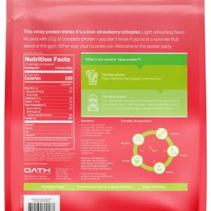 Oath Nutrition Clear Whey Isolate Protein Powder, Kiwi Strawberry, 20g Complete Protein per Serving, No Added Sugar, Grass-Fed, 21 Servings