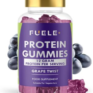Whey Protein Gummies – Grape Twist Flavour, 12g High Protein per Serving – Protein Powder Alternative, Vegetarian, Convenient Whey Protein Supplement (60, Grape Twist)