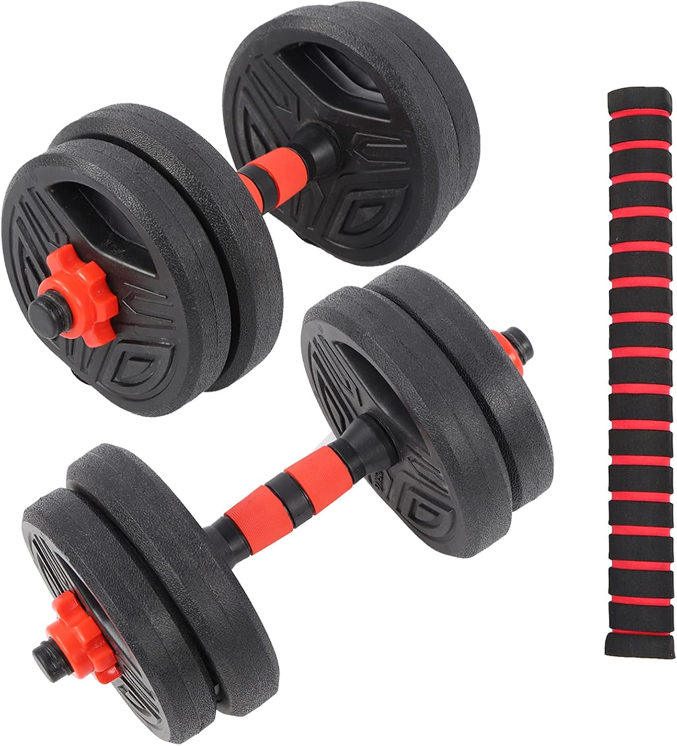 ZJchao Roundness Dumbbell Set Adjustable Coated Cement Filled Weight Plates with Non Slip Connection Rod for Home Gym Fitness Workout Steel Rubber Cement Material 10kg 40cm - Image 8