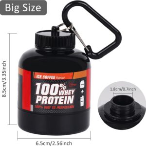 Protein Powder and Supplement Funnel Keychain – Protein Powder Container with Durable Key-Chain Portable to-Go Container for The Gym, Workouts, Fitness, and Travel Big & Small 2pcs