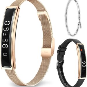 Smartwatch for Women Men, Ultralight Smart Bracelet with Heart Rate/Blood Oxygen/Sleep Monitor/Pedometer,12 Sports Activity Fitness Tracker, Smart Watch for Android iPhone,2 Bands, Rosegold