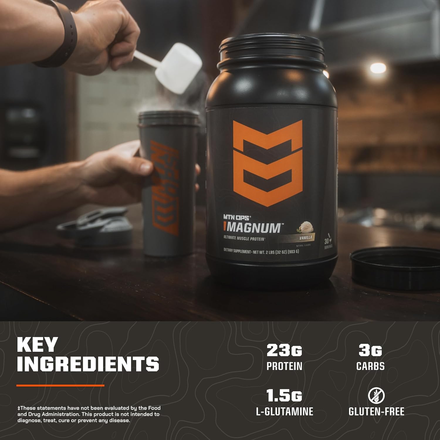 MTN OPS Magnum Vanilla Protein Powder, 23g of Whey Isolate Protein & Milk Protein with BCAAs, Zero Sugar & Gluten Free, 30-Servings - Image 5