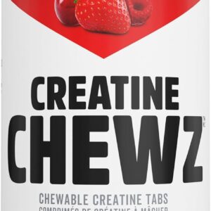 PVL Creatine Chewz – Sugar Free Chewable Creatine Supplement for On-The-Go Use – 5 g Monohydrate Per Day – No Mixing or Mess – 80 Chewable (Mixed Berry)