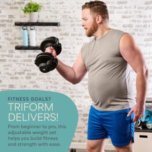 Lifepro Adjustable Dumbbells Set – 15lb, 25lb Pair or 43lb, 55lb & 90lb Single – Quick Adjustment, Anti Slip Handle – Space Saving & Strength Training Weights for Home Gym Exercise & Fitness