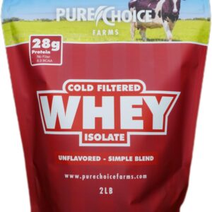 Pure Choice Unflavored Whey Protein Isolate Powder, 28g Protein & Sugar-Free, Undenatured Whey, 1 Ingredient, No Fillers or Artificial Sweeteners (Unflavored, 12 oz)
