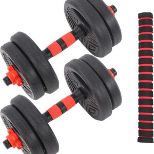 ZJchao Roundness Dumbbell Set Adjustable Coated Cement Filled Weight Plates with Non Slip Connection Rod for Home Gym Fitness Workout Steel Rubber Cement Material 10kg 40cm