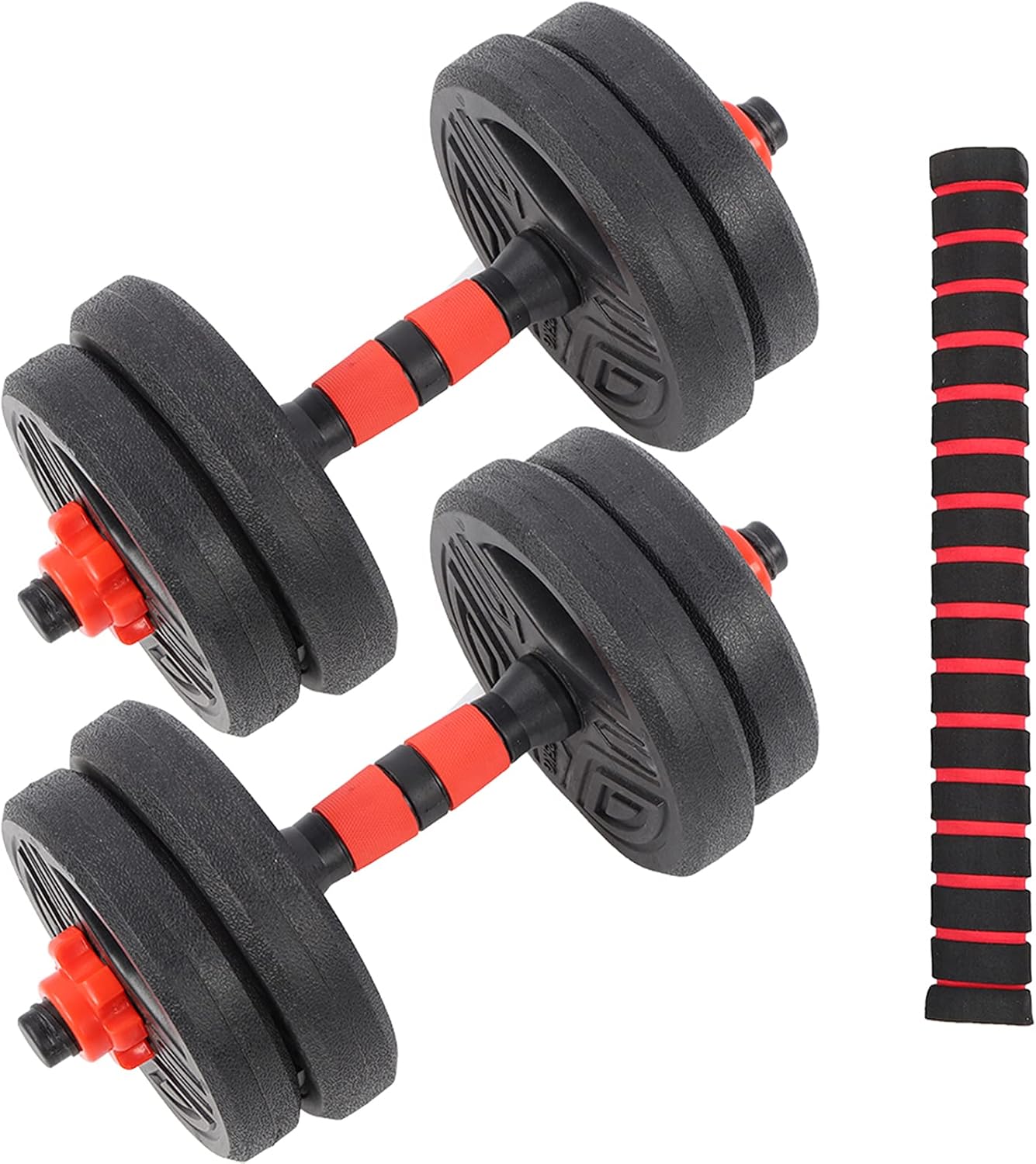 ZJchao Roundness Dumbbell Set Adjustable Coated Cement Filled Weight Plates with Non Slip Connection Rod for Home Gym Fitness Workout Steel Rubber Cement Material 10kg 40cm