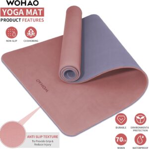 Extra Thick 8mm Yoga Mat, 72″x28″ Non Slip Exercise Mat, Reversible 2-Sided Dual Color Premium POE Material, with Carrying Strap for Yoga, Pilates, Home Gym