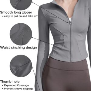 Athletic Jackets For Women Full Zip, Lightweight Long Sleeve Workout Jackets With Thumb Holes
