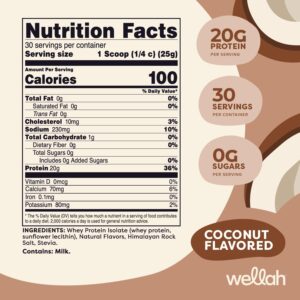 Wellah Protein Your Whey (30 Servings, Coconut Flavored) – Whey Protein Isolate Protein